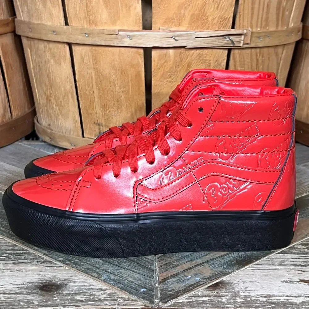 Vans Sk8-Hi Platform 2 David Bowie Ziggy Stardust Red Patent Sneaker Womens 6.5